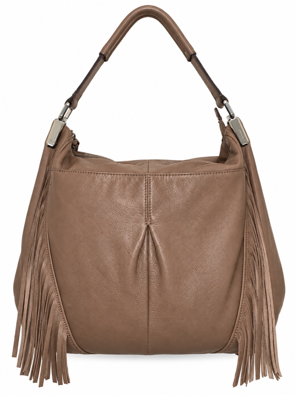 B. MAKOWSKY Taupe Leather Fringe Shoulder Bag - Women's Handbag❤️❤️❤️ - Picture 2 of 7